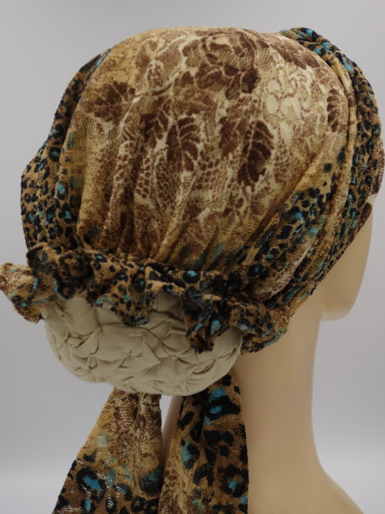 Brązowa panterka turban z dekoracją