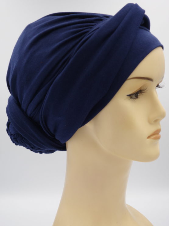 Granatowy drapowany turban
