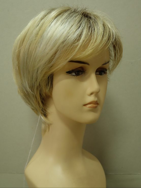 Krótka peruka różne odcienie blondu asymetryczna