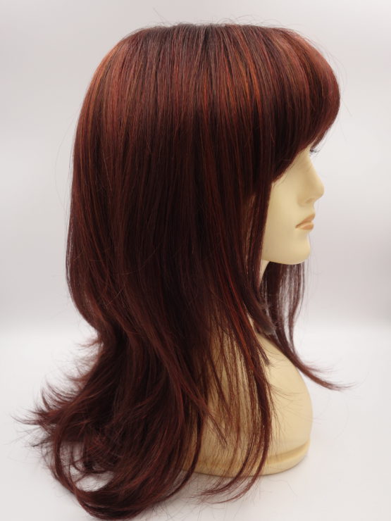 Długa peruka ruda z czerwonymi refleksami