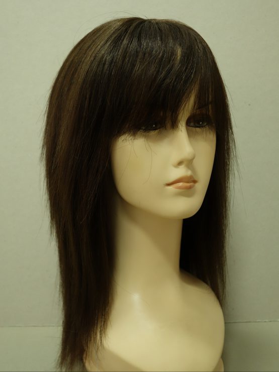 Długa naturalna peruka w kolorze ciemnego brązu