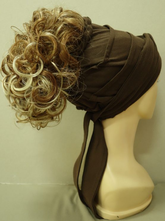 Włosy na opasce - kręcone koniak z pasemkami