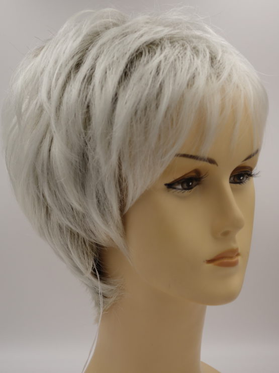 Krótka peruka siwa biel na ciemniejszej podstawie