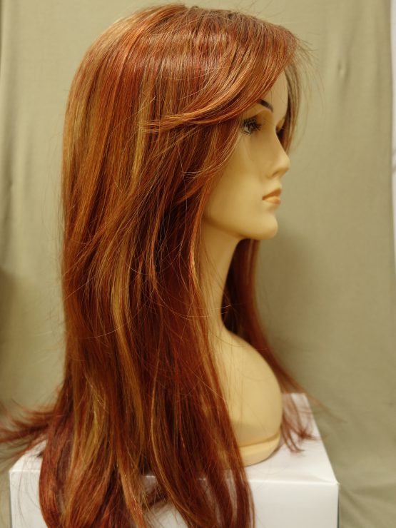 Długa peruka ruda z refleksami