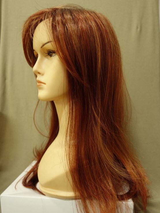 Długa peruka ruda z refleksami
